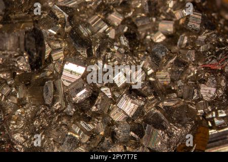 golden Pyrite crystals in close-up Stock Photo