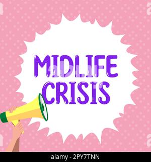Text sign showing Midlife Crisis. Word for Software development technique Decomposing an application Stock Photo