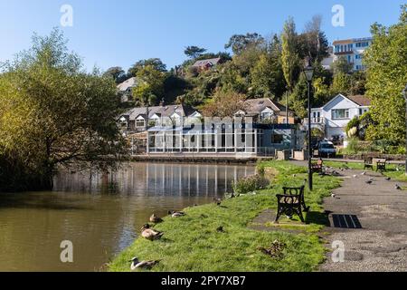 The Lakeside Restaurant Cafe in Trenance Park in Newquay in Cornwall in the UK. Stock Photo