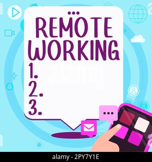 Writing displaying text Remote Working. Business concept situation in which an employee works mainly from home Stock Photo