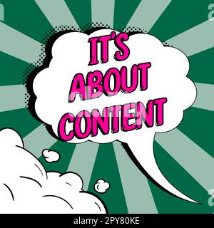 Writing displaying text It's About Content. Word Written on crucial website useful informative engaging to audience Stock Photo