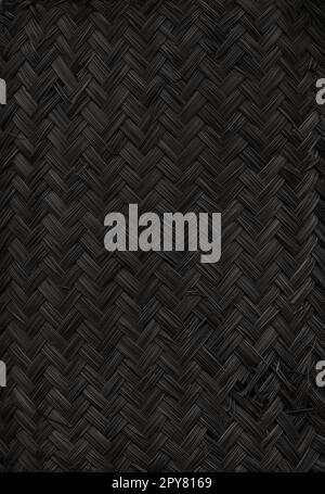 Black woven bamboo mat texture. Vertical background Stock Photo