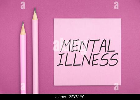 Text caption presenting Mental Illness. Business showcase person condition regard to their psychological well being Stock Photo