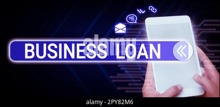 Writing displaying text Business Loan. Concept meaning Credit Mortgage Financial Assistance Cash Advances Debt Stock Photo