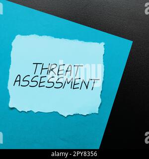 Text sign showing Threat Assessment. Business overview determining the seriousness of a potential threat Stock Photo