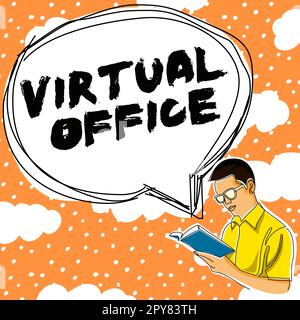 Conceptual display Virtual Office. Business concept Mobile work-environment equipped with telecommunication links Stock Photo