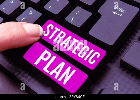 Conceptual caption Strategic Plan. Word Written on A process of defining strategy and making decisions Stock Photo