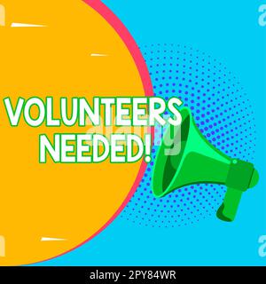 Text sign showing Volunteers Needed. Business approach Social Community Charity Volunteerism Stock Photo