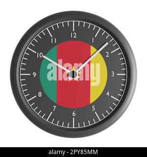 Signs and symbols. Design element. 3D illustration. Wall clock with the flag of Cameroon Stock Photo