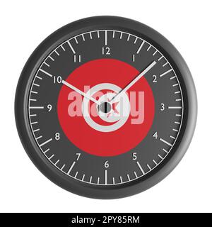 Signs and symbols. Design element. 3D illustration. Wall clock with the flag of Tunisia Stock Photo