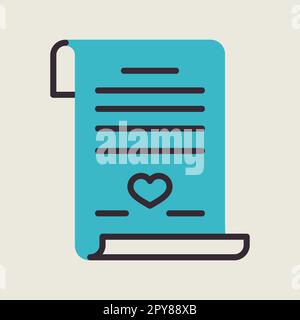 Marriage contract. Wedding certificate isolated icon. Vector illustration, romance elements. Sticker, patch, badge, card for marriage, valentine Stock Vector