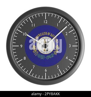 Signs and symbols. Design element. 3D illustration. Wall clock with the flag of Kentucky Stock Photo