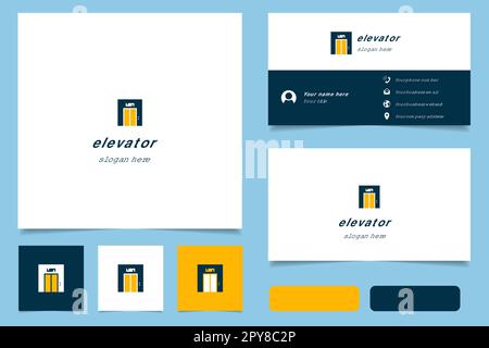 Elevator logo design with editable slogan. Branding book and business card template. Stock Vector