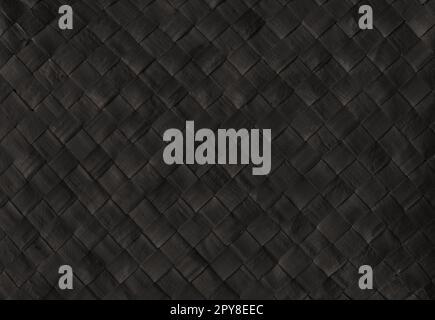 Black woven bamboo mat texture. Horizontal background Stock Photo