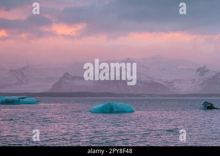 Glaciers against snowy mountains landscape photo Stock Photo