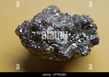 golden Pyrite crystals in close-up Stock Photo