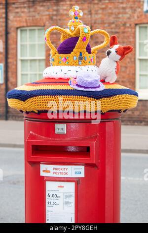 A decorated post box in the Market Square, Wragby. Part of preparations ...
