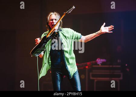 Steve Vai performs live at Teatro Dal Verme on April 07, 2023 in Milan, Italy (Photo by Alessandro Bremec/NurPhoto) Stock Photo