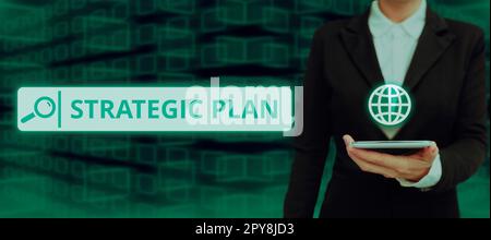 Conceptual caption Strategic Plan. Word for A process of defining strategy and making decisions Stock Photo