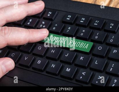 Conceptual display Social Phobia. Business concept overwhelming fear of social situations that are distressing Stock Photo