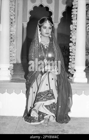 Indian old vintage 1980s black and white bollywood cinema hindi movie film actress, India, Neelam Kothari Soni, Neelam, Indian actress, India Stock Photo