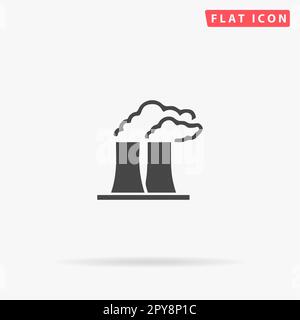 Factory or plant. Simple flat black symbol with shadow on white background. Vector illustration pictogram Stock Photo