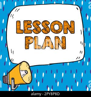 Conceptual caption Lesson Plan. Business showcase a teacher's detailed description of the course of instruction Stock Photo