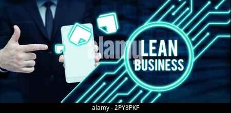 Text caption presenting Lean Business. Business idea improvement of waste minimization without sacrificing productivity Stock Photo