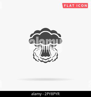 mushroom cloud, nuclear explosion silhouette, vector symbol icon design ...
