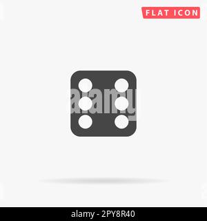 One dices - side with 6. Simple flat black symbol with shadow on white background. Vector illustration pictogram Stock Photo