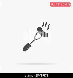 Sausage. Simple flat black symbol with shadow on white background. Vector illustration pictogram Stock Photo