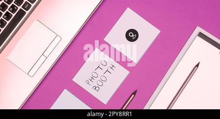 Writing Displaying Text Photo Booth. Concept Meaning Form Of Photo Sharing  And Publishing In The Format Of A Blog Stock Photo, Picture and Royalty  Free Image. Image 198281577.