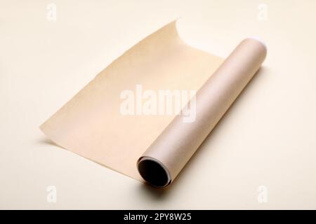 Roll of Beige Wrapping Paper on a White Background. Stock Photo - Image of  craft, flexible: 180926970