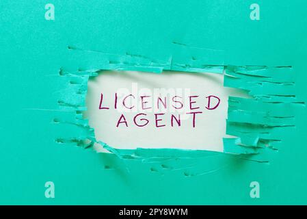 Writing displaying text Licensed Agent. Concept meaning Authorized and Accredited seller of insurance policies Stock Photo