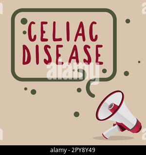Handwriting text Celiac Disease. Business approach Small intestine is hypersensitive to gluten Digestion problem Stock Photo