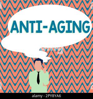 Text caption presenting Anti Aging. Business idea A product designed to prevent the appearance of getting older Stock Photo