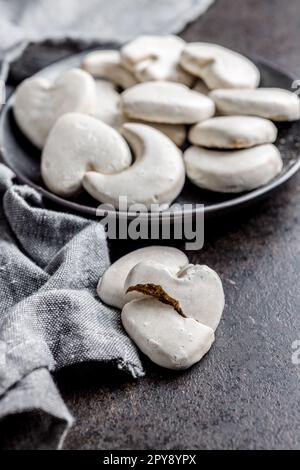 Gingerbread cookies with the sugar icing on plate. Stock Photo