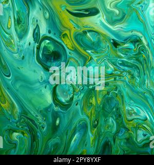 Green abstract fluid art background Stock Photo