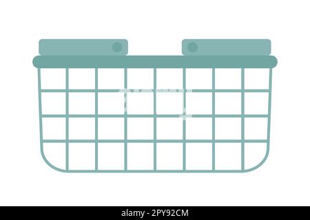 Wire grocery basket with handles semi flat colour vector object Stock Vector