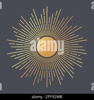 Vector illustration with sun in mystical style for tarot card. Stock Vector