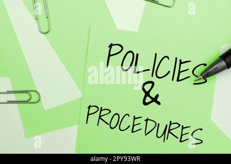 Writing displaying text Policies Procedures. Business concept list of rules defines customer and buyer rights Stock Photo