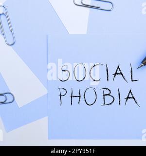 Conceptual display Social Phobia. Business overview overwhelming fear of social situations that are distressing Stock Photo