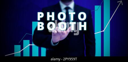 Inspiration Showing Sign Photo Booth. Concept Meaning Form Of Photo Sharing  And Publishing In The Format Of A Blog Stock Photo, Picture and Royalty  Free Image. Image 198465015.