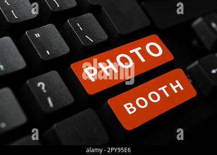 Writing Displaying Text Photo Booth. Concept Meaning Form Of Photo Sharing  And Publishing In The Format Of A Blog Stock Photo, Picture and Royalty  Free Image. Image 198281577.