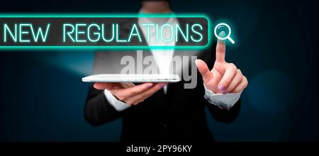 Text showing inspiration New Regulations. Internet Concept Regulation controlling the activity usually used by rules. Stock Photo