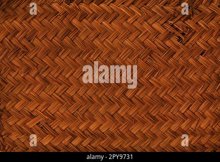 Brown woven bamboo mat texture. Horizontal background Stock Photo