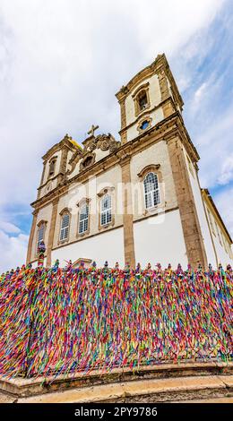 Facade of the famous and historic church of Nosso Senhor do Bonfim which is one of the main tourist and cultural attractions of the city of Salvador Stock Photo