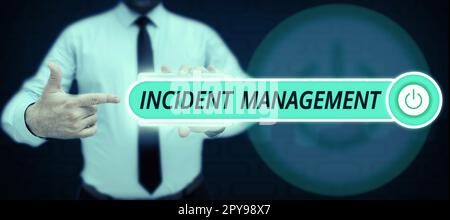 Writing displaying text Incident Management. Conceptual photo Process to return Service to Normal Correct Hazards Stock Photo