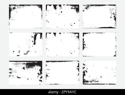 Set of Scratched  Gritty Grunge Background Texture Vector. Dust Overlay Distress Grainy Grungy Effect and Decorative Noise Effect. Distressed Backdrop Stock Vector