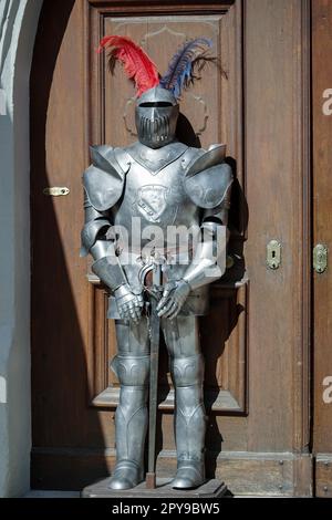 Replica of a knight's suit of armour in Rothenburg Stock Photo